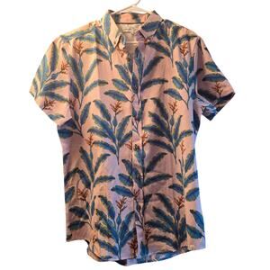 Sovereign Code Men’s Large Pink Tropical Button Down Shirt 60 Cotton Blend